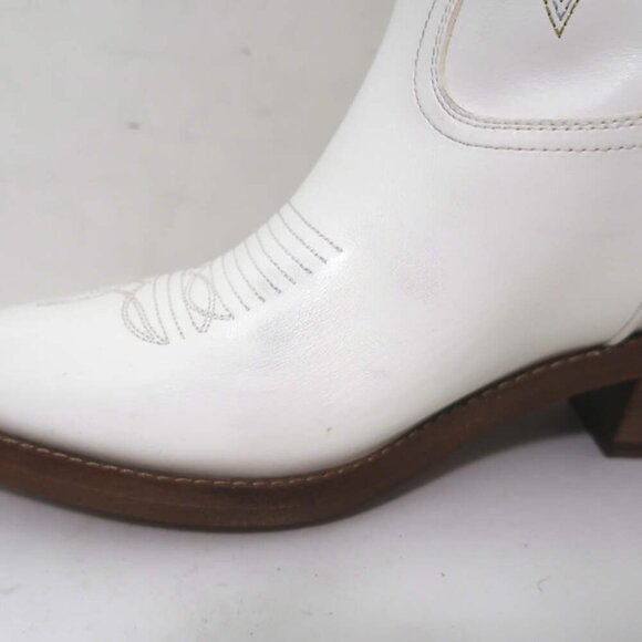 Partlow Abigail 55 Metallic-Embroidered Cowboy Boots White Leather Size 39 - Picture 12 of 16